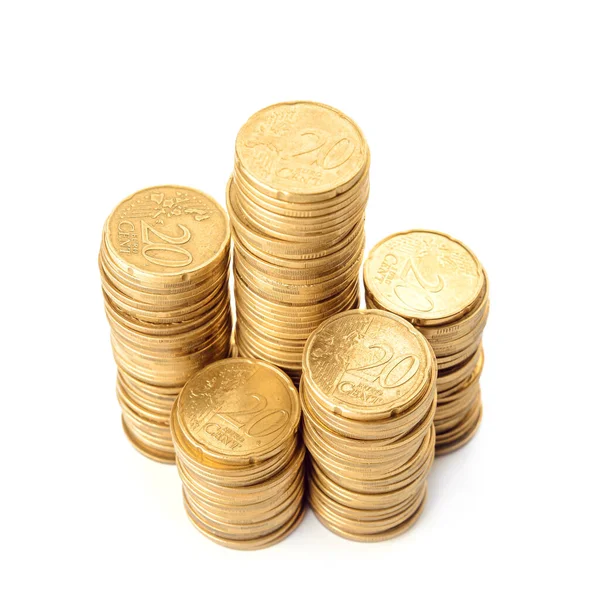 Golden Coins White Background — Stock Photo, Image