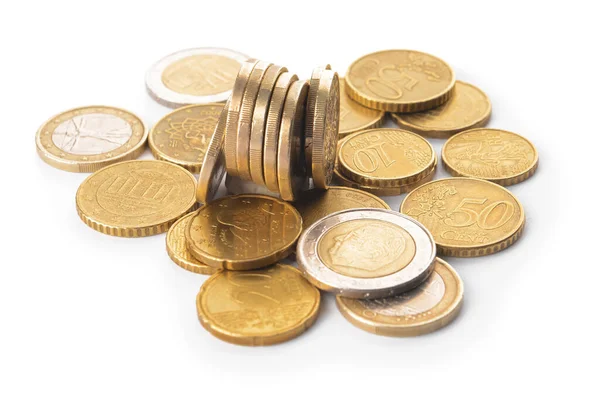 Golden Coins White Background — Stock Photo, Image