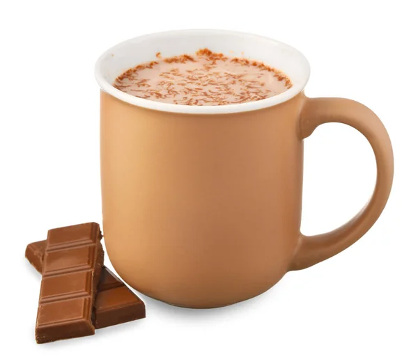 Cup Hot Cocoa Drink Chocolate White Background — Stock Photo, Image