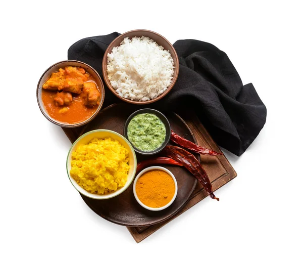 Tradycyjne Indyjskie Jedzenie Przyprawy Białym Tle — Zdjęcie stockowe