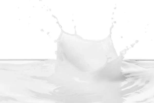 Šplouchání Mléka Bílém Pozadí — Stock fotografie
