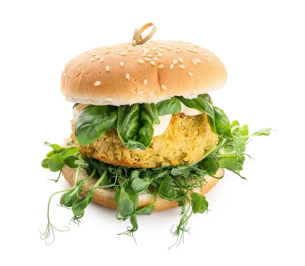 Tasty Vegetarian Burger White Background — Stock Photo, Image