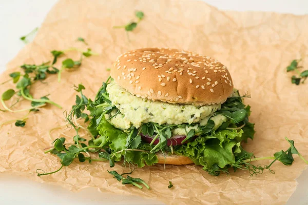 Tasty Vegetarian Burger White Background — Stock Photo, Image