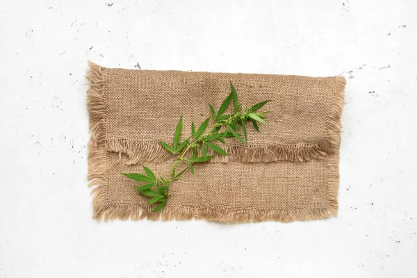 Hemp cloth on white background