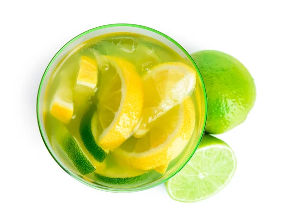 Glass Tasty Lemonade White Background — Stock Photo, Image