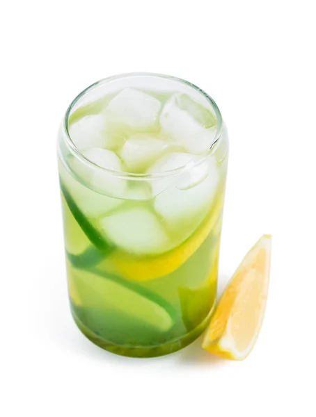 Glass Tasty Lemonade White Background — Stock Photo, Image