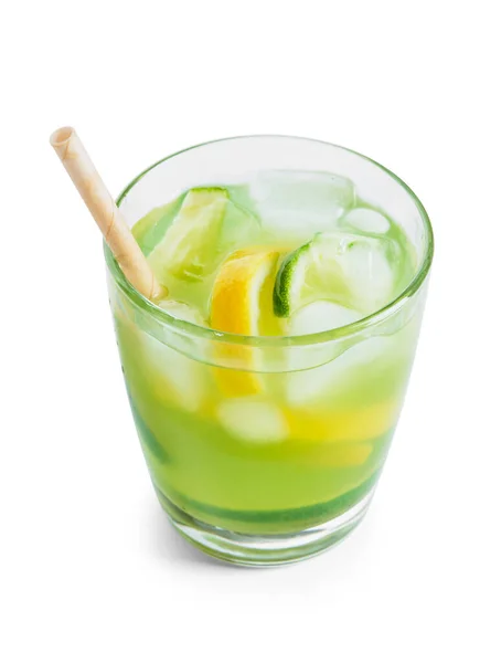 Szkło Smaczną Lemoniadą Białym Tle — Zdjęcie stockowe