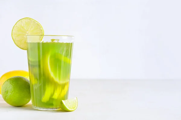 Glass Tasty Lemonade Light Background — Stock Photo, Image