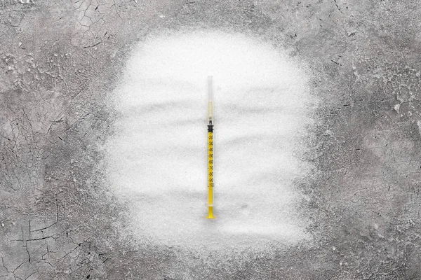 Syringe Insulin Injection Sugar Grunge Background — Stock Photo, Image