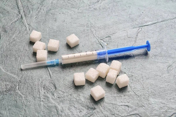 Jeringa Para Inyección Insulina Azúcar Sobre Fondo Grunge — Foto de Stock