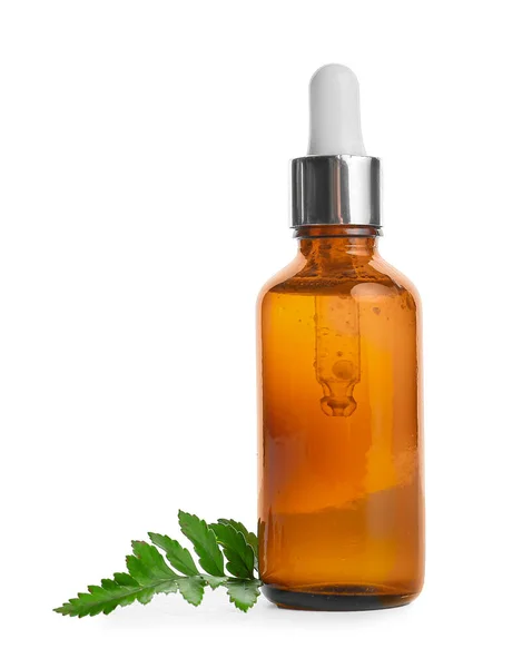 Bottle Healthy Essential Oil White Background — Stock Photo, Image