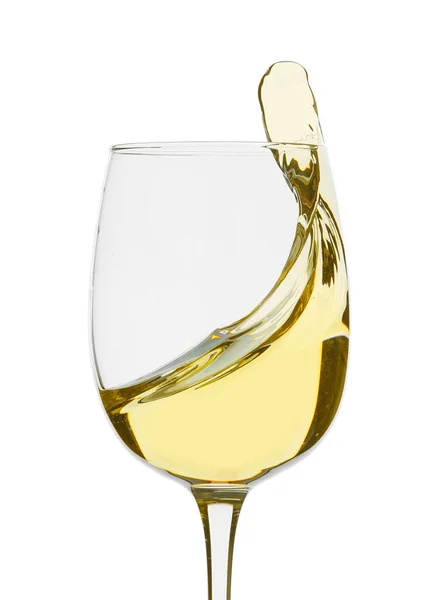 Bicchiere Vino Delizioso Con Spruzzi Sfondo Bianco — Foto Stock