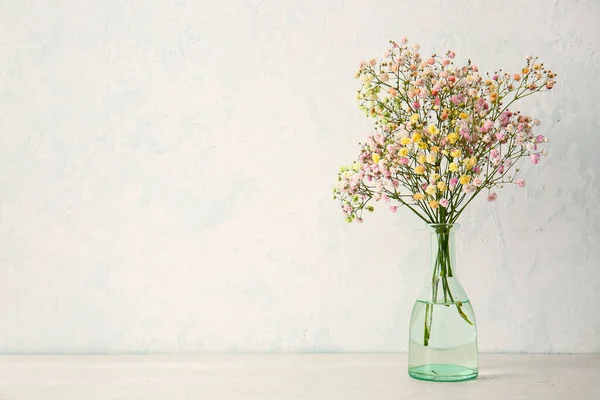 Vase Beautiful Gypsophila Flowers Table — Stock Photo, Image