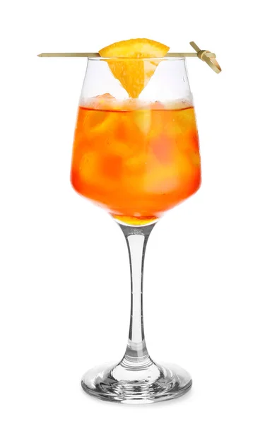 Bicchiere Aperol Spritz Cocktail Sfondo Bianco — Foto Stock