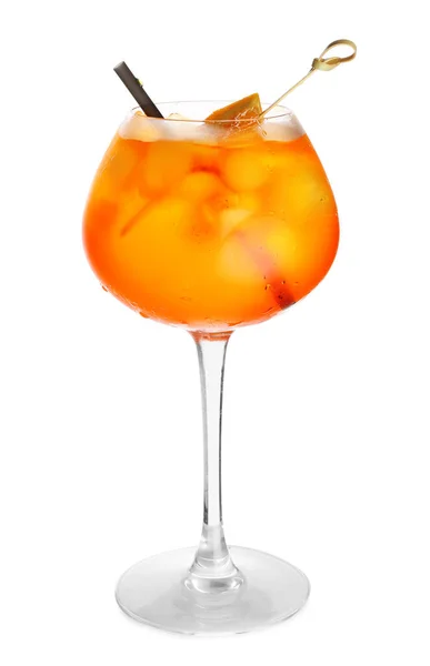 Verre Cocktail Spritz Aperol Sur Fond Blanc — Photo