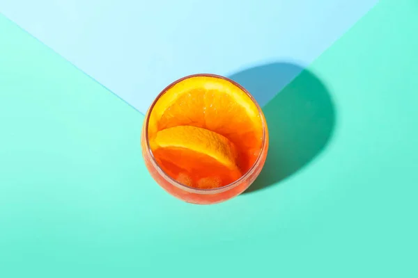 Glass Aperol Spritz Cocktail Color Background — Stock Photo, Image