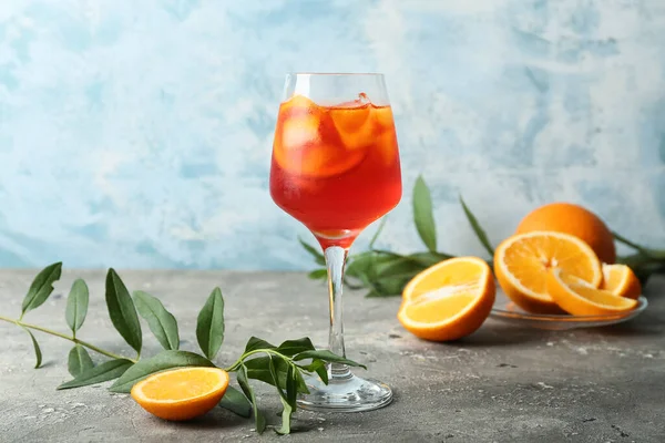 Verre Cocktail Spritz Aperol Sur Fond Gris — Photo