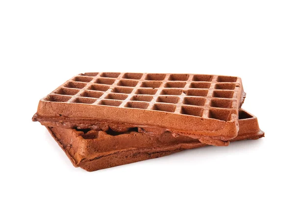 Delicioso Chocolate Belga Waffles Fundo Branco — Fotografia de Stock
