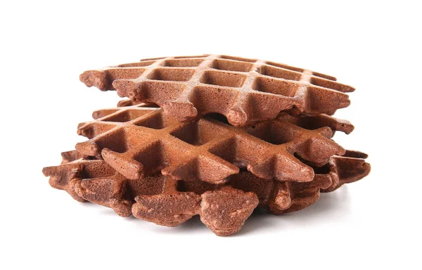 Delicious Chocolate Belgian Waffles White Background — Stock Photo, Image