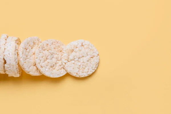 Puffed Crispy Rice Crackers Color Background — Stock Photo, Image