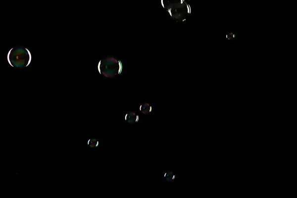 Burbujas Jabón Sobre Fondo Oscuro Primer Plano — Foto de Stock