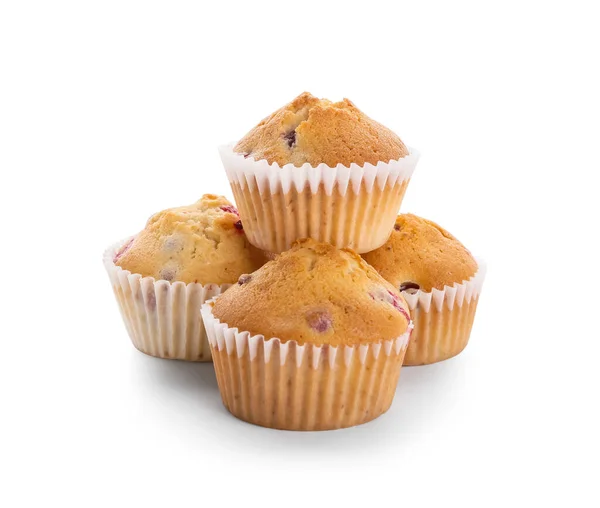 Muffins Cranberry Saborosos Fundo Branco — Fotografia de Stock