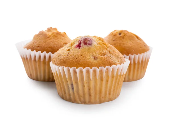 Νόστιμα Cranberry Muffins Λευκό Φόντο — Φωτογραφία Αρχείου