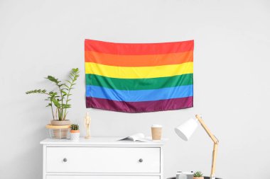 Işık duvarında asılı LGBT bayrağı