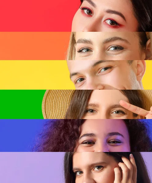 Grupa Ludzi Kolorowym Pochodzeniu Koncepcja Lgbt — Zdjęcie stockowe