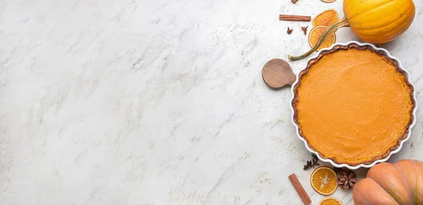 Delicious Pumpkin Pie White Background Space Text — Stock Photo, Image