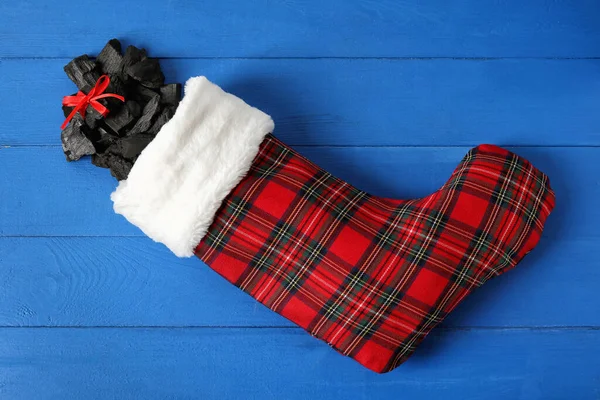 Christmas Sock Coal Color Background — Stock Photo, Image