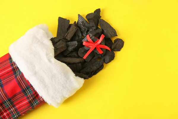 Christmas Sock Coal Color Background — Stock Photo, Image