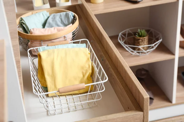 Drawer Wardrobe Organizers Dressing Room Closeup — Stock Photo, Image