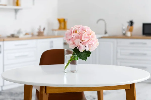 Vase Hydrangea Flowers Table Kitchen — Stock Photo, Image