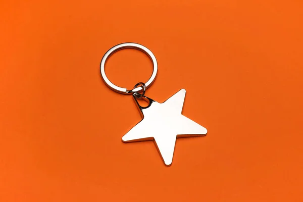 Stylish Keychain Orange Background — Stock Photo, Image