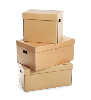 Beyaz arka plan üzerinde gardırop kutuları