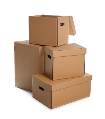 Beyaz arka plan üzerinde gardırop kutuları