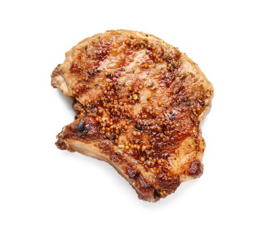 Beyaz arka planda lezzetli domuz bifteği