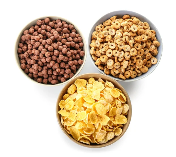 Ciotole Con Cereali Fondo Bianco — Foto Stock
