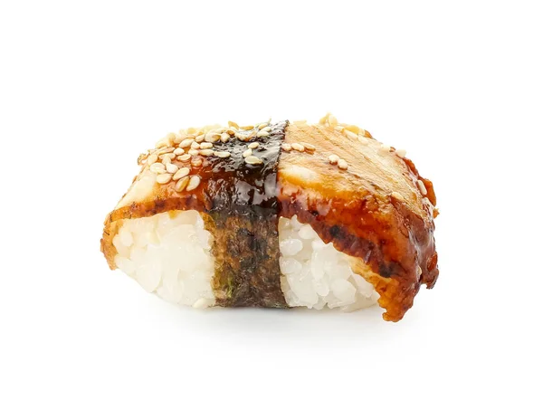 Pyszne Sushi Rybą Węgorza Białym Tle — Zdjęcie stockowe