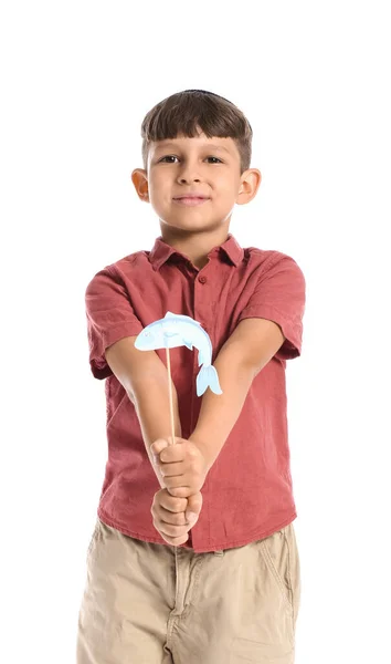 Kleiner Junge Mit Dekor Für Rosch Haschana Jüdisches Neujahr Auf — Stockfoto