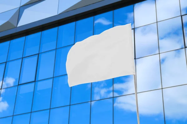 Vista Ondear Bandera Blanca Aire Libre — Foto de Stock
