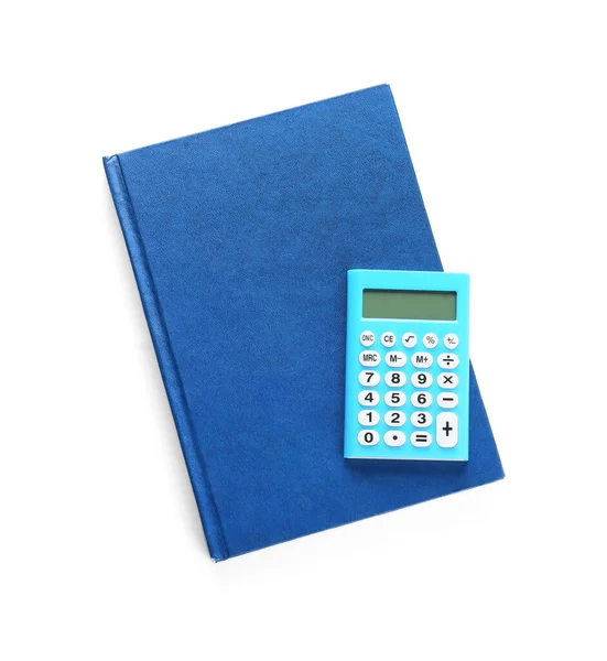 Caderno Calculadora Sobre Fundo Branco — Fotografia de Stock