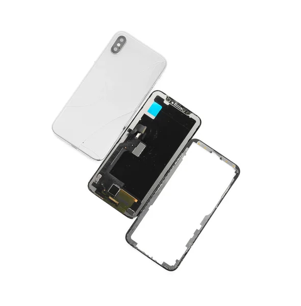 Broken Mobile Phone Display Module Glass White Background — Stock Photo, Image