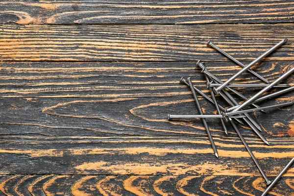 Pile Nails Furniture Assembling Wooden Background — Stock Photo, Image