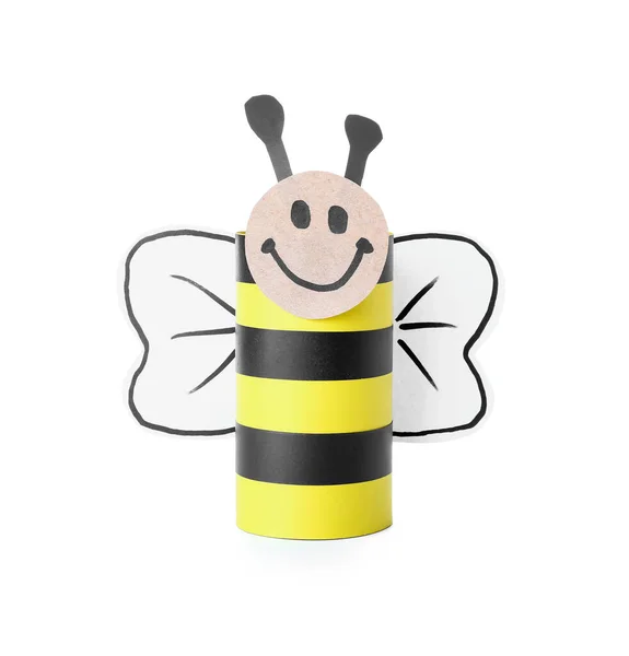 Bee Tillverkad Papprör För Toalettpapper Vit Bakgrund — Stockfoto