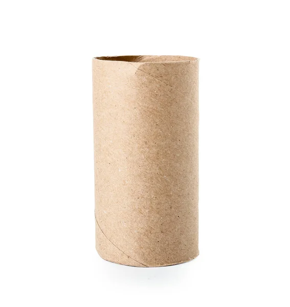 Empty Cardboard Toilet Roll Tube White Background — Stock Photo, Image