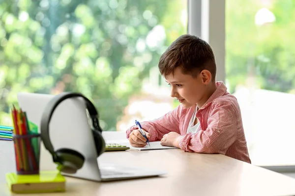 Little Boy Doing Homework Room — Stock Photo, Image