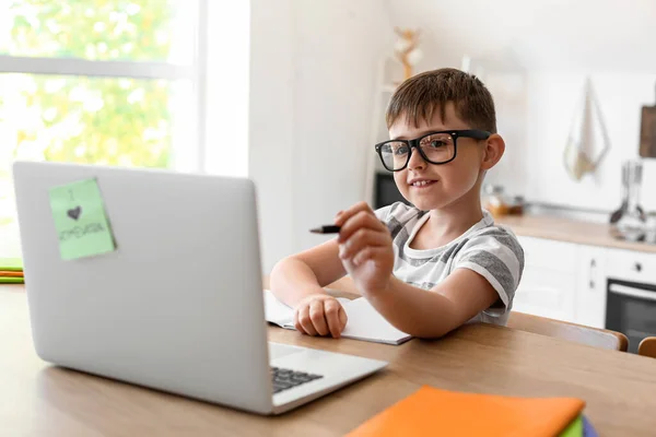 Little Boy Doing Homework Room — Stock Photo, Image