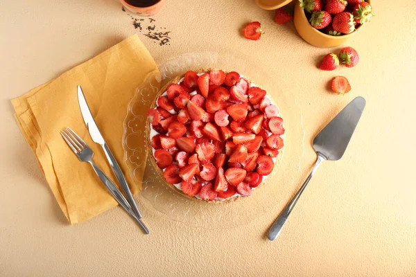 Sweet Strawberry Pie Color Background — Stock Photo, Image